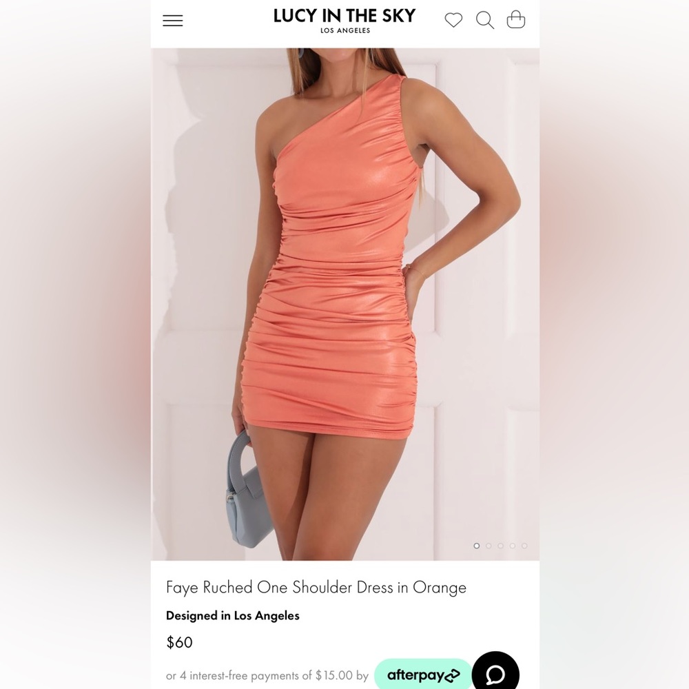 Faye Ruched One Shoulder Short Dress in Orange - Lucy in the Sky
